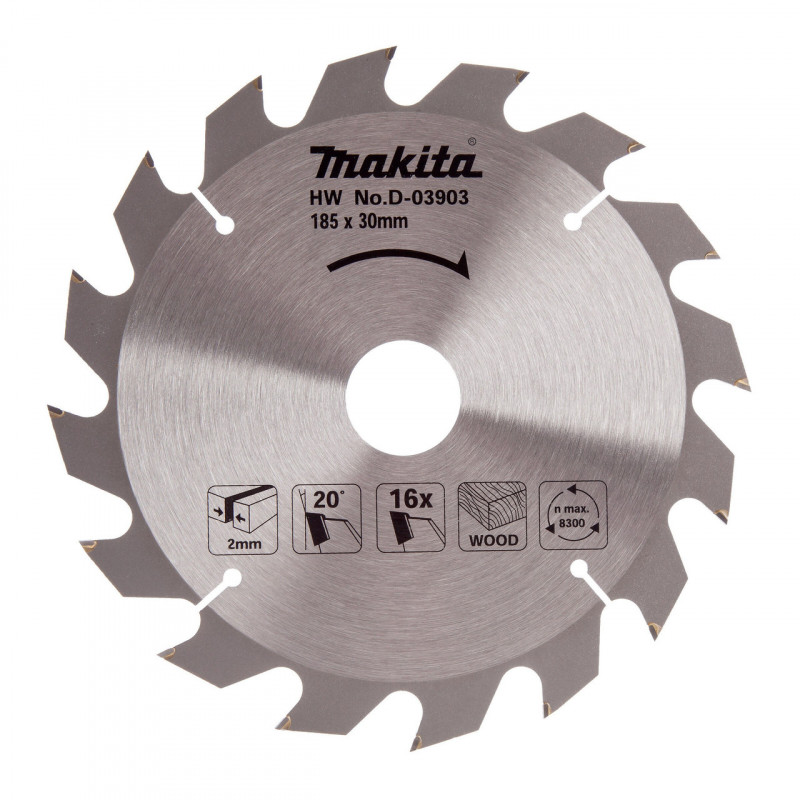 Makita D-03903 Circular Saw Blade for Wood 185 × 30mm × 16T Makita D-03903 Circular Saw Blade for Wood 185 × 30mm × 16T