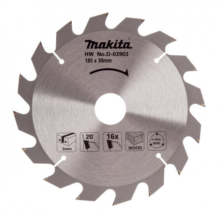 Makita D-03903 Circular Saw Blade for Wood 185 × 30mm × 16T