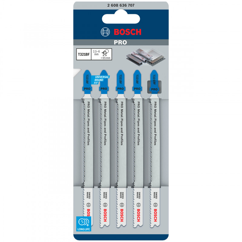 Bosch T321BF PRO Jigsaw Blade for Metal Pipes & Profiles 132mm (Pack of 5) Bosch T321BF PRO Jigsaw Blade for Metal Pipes & Profiles 132mm (Pack of 5)