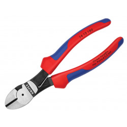 Knipex 74 12 180 SB 74 12 180 High Leverage Diagonal Cutters Multi-Component Grip with Spring 180mm