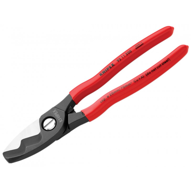 Knipex 95 11 200 SB 95 11 200 Cable Shears with Twin Cutting Edge PVC Grip 200mm Knipex 95 11 200 SB 95 11 200 Cable Shears with Twin Cutting Edge PVC Grip 200mm