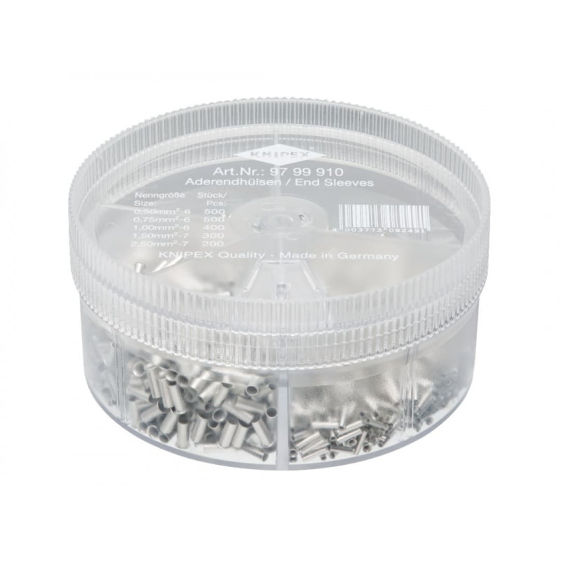 Knipex 97 99 910 Non-Insulated Wire Ferrules Assortment Box, 1,900 Piece