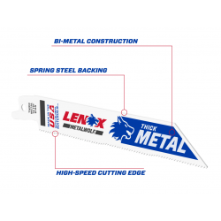 LENOX 20494B614R MetalWolf Wave Edge Reciprocating Saw Blade 152 x 19 x 0.9mm 14 TPI (Pack 25)