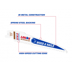 LENOX 20556676RC LumberWolf Reciprocating Saw Blade 152 x 11 x 1.3mm 6 TPI (Pack 5)