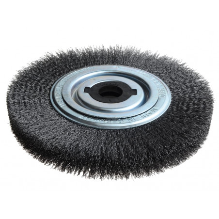 Lessmann 377.162 Wheel Brush D250mm x W30-35 x 100 Bore Steel Wire 0.30 + Adaptors Set 4 +1