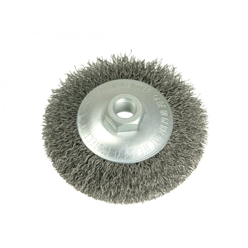 Lessmann 422.177 Conical Bevel Brush 100mm x M14 Bore, 0.35 Steel Wire