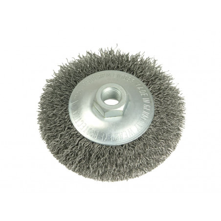 Lessmann 422.177 Conical Bevel Brush 100mm x M14 Bore, 0.35 Steel Wire