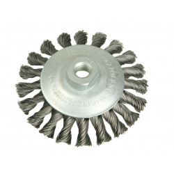 Lessmann 471.157 Conical Knot Brush 100mm M14 Bore, 0.35 Steel Wire
