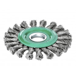 Lessmann 472.811 Knot Wheel Brush 115 x 14mm 22.2mm Bore, 0.50 Stainless Steel Wire