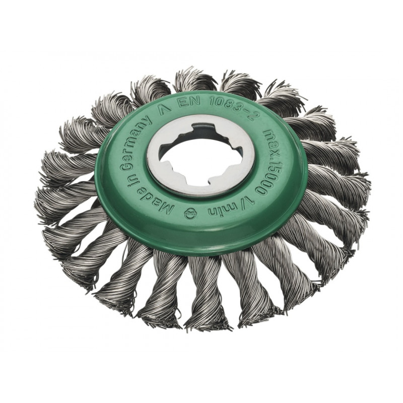 Lessmann 472.85X X-Lock Stainless Steel Knot Bevel Brush 115mm Non Spark Lessmann 472.85X X-Lock Stainless Steel Knot Bevel Brush 115mm Non Spark