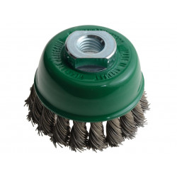 Lessmann 482.817 Knot Cup Brush 65mm M14x2.0, 0.50 Stainless Steel Wire