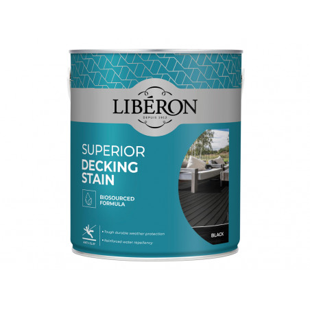 Liberon 126123 Superior Decking Stain Black 2.5 litre