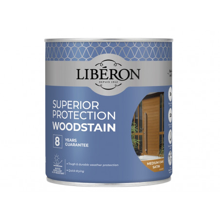 Liberon 126145 Superior Protection 8 Year Woodstain Medium Oak Satin 750ml