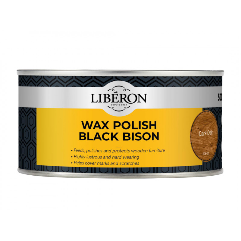 Liberon 069972 Wax Polish Black Bison Dark Oak 500ml