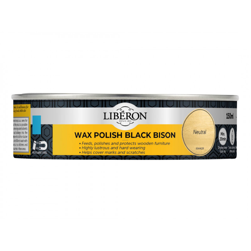 Liberon 126871 Black Bison Wax Paste Neutral 150ml Liberon 126871 Black Bison Wax Paste Neutral 150ml