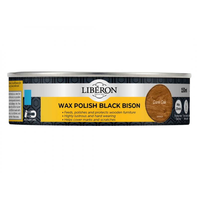 Liberon 126868 Black Bison Wax Paste Dark Oak 150ml