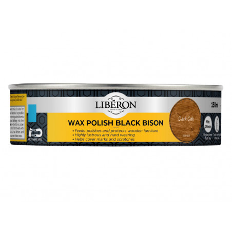 Liberon 126868 Black Bison Wax Paste Dark Oak 150ml