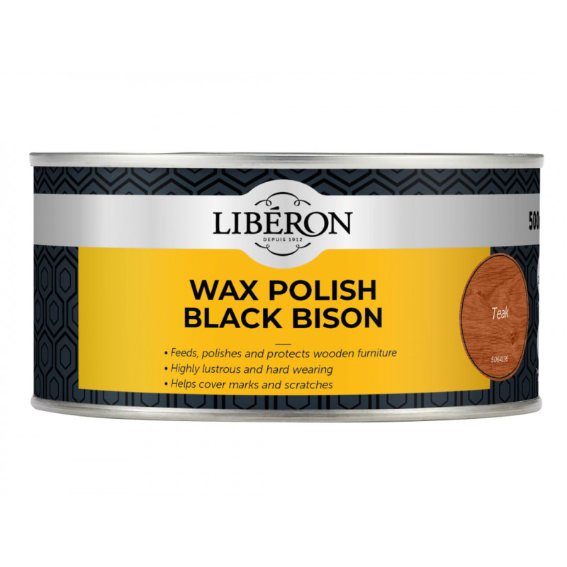 Liberon 126879 Black Bison Wax Paste Teak 500ml Liberon 126879 Black Bison Wax Paste Teak 500ml