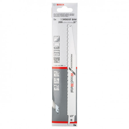 Bosch S3456XF Progressor Reciprocating Saw Blade for Wood & Metal 200mm (Pack of 5)