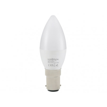 Link2Home L2HB155W Wi-Fi LED SBC (B15) Opal Candle Dimmable Bulb, White + RGB 470 lm 5.5W