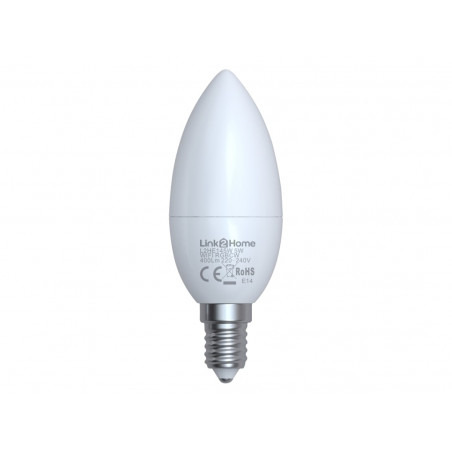 Link2Home L2HE145W Wi-Fi LED SES (E14) Opal Candle Dimmable Bulb, White + RGB 400 lm 5W