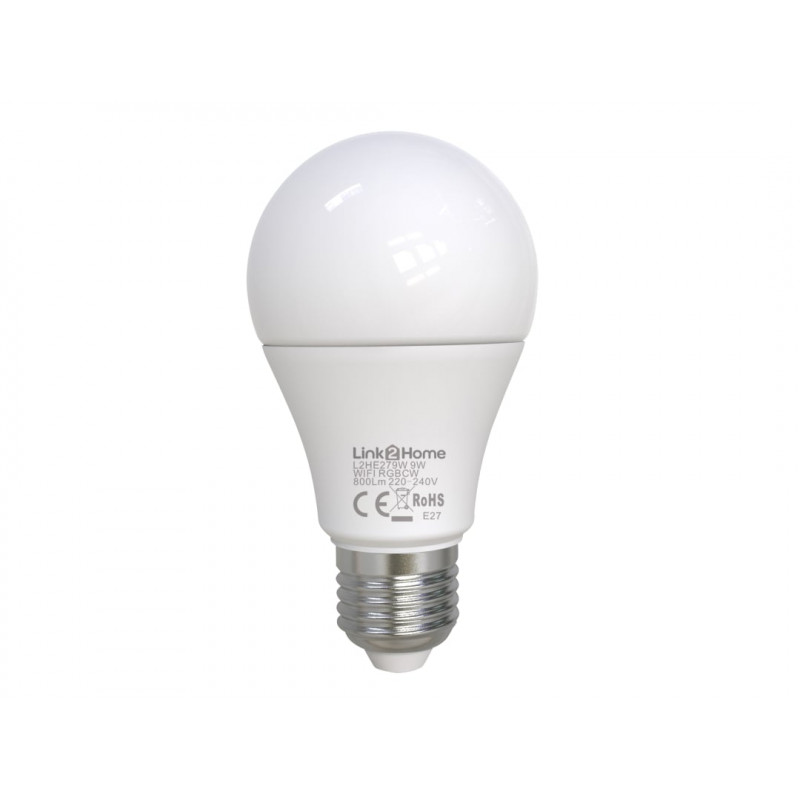 Link2Home L2HE279W Wi-Fi LED ES (E27) Opal GLS Dimmable Bulb, White + RGB 800 lm 9W Link2Home L2HE279W Wi-Fi LED ES (E27) Opal GLS Dimmable Bulb, White + RGB 800 lm 9W