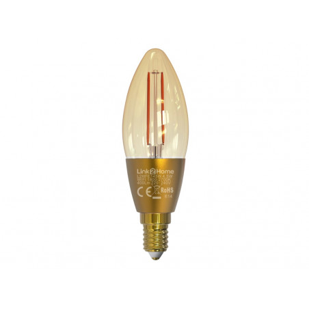 Link2Home L2HFE145W Wi-Fi LED SES (E14) Candle Filament Dimmable Bulb, White 400 lm 4.5W