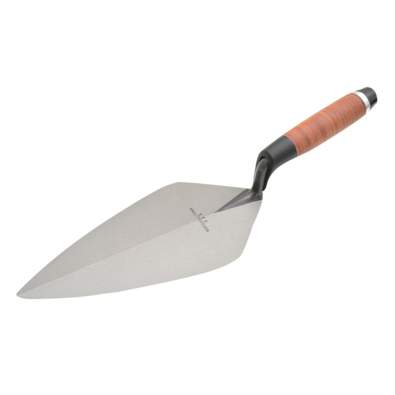 Marshalltown M3412L 34L Wide London Pattern Brick Trowel Leather Handle 12in Marshalltown M3412L 34L Wide London Pattern Brick Trowel Leather Handle 12in