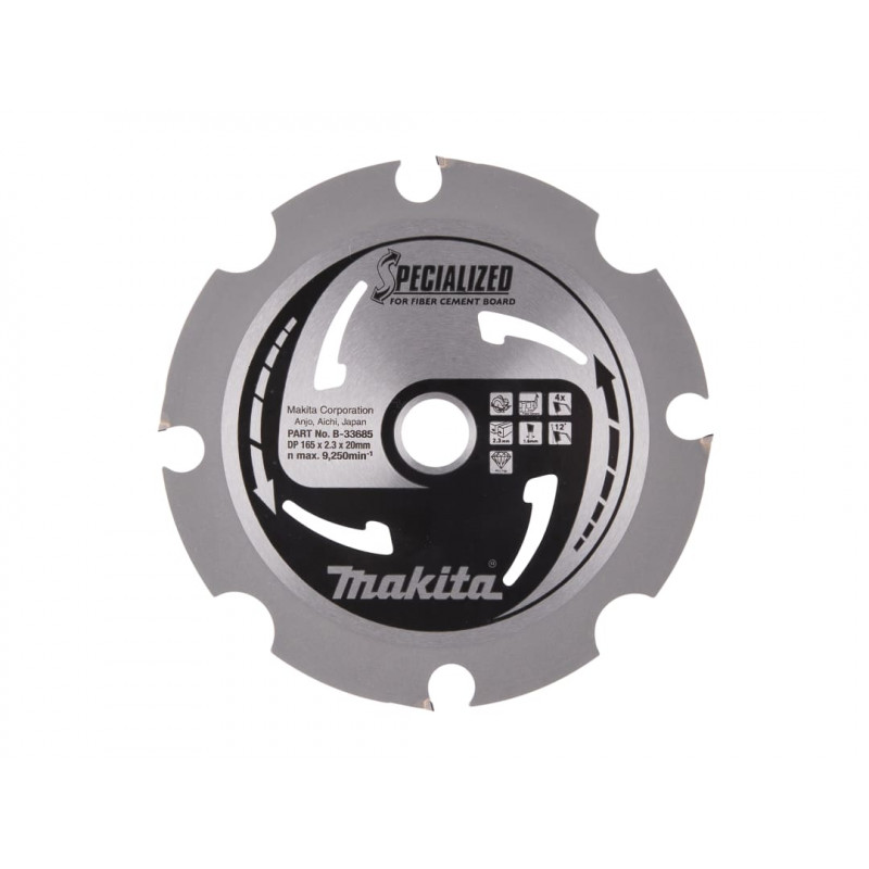 Makita B-33685 Specialized Blade for Fibre Cement Board 165 x 20mm x 4T Makita B-33685 Specialized Blade for Fibre Cement Board 165 x 20mm x 4T