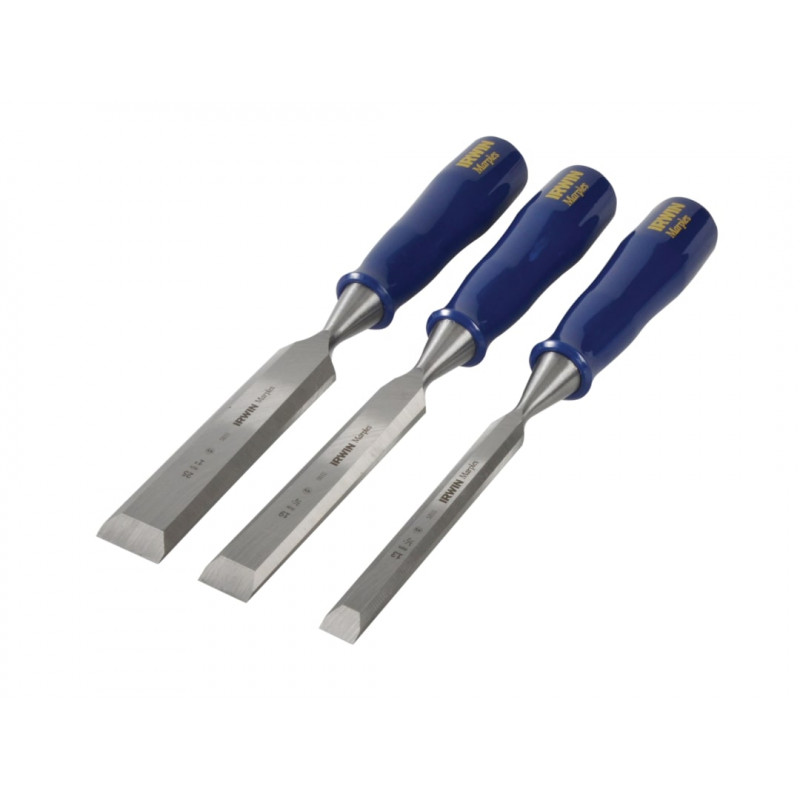 IRWIN® Marples® TM444/S3 M444 Bevel Edge Chisel Blue Chip Handle Set, 3 Piece IRWIN® Marples® TM444/S3 M444 Bevel Edge Chisel Blue Chip Handle Set, 3 Piece