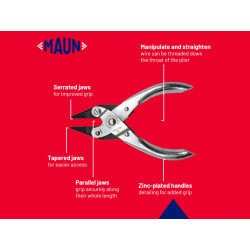 Maun 4330-125 Snipe Nose Parallel Pliers, Serrated Jaws 125mm