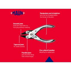 Maun 4340-125 Snipe Nose Parallel Pliers, Smooth Jaws 125mm
