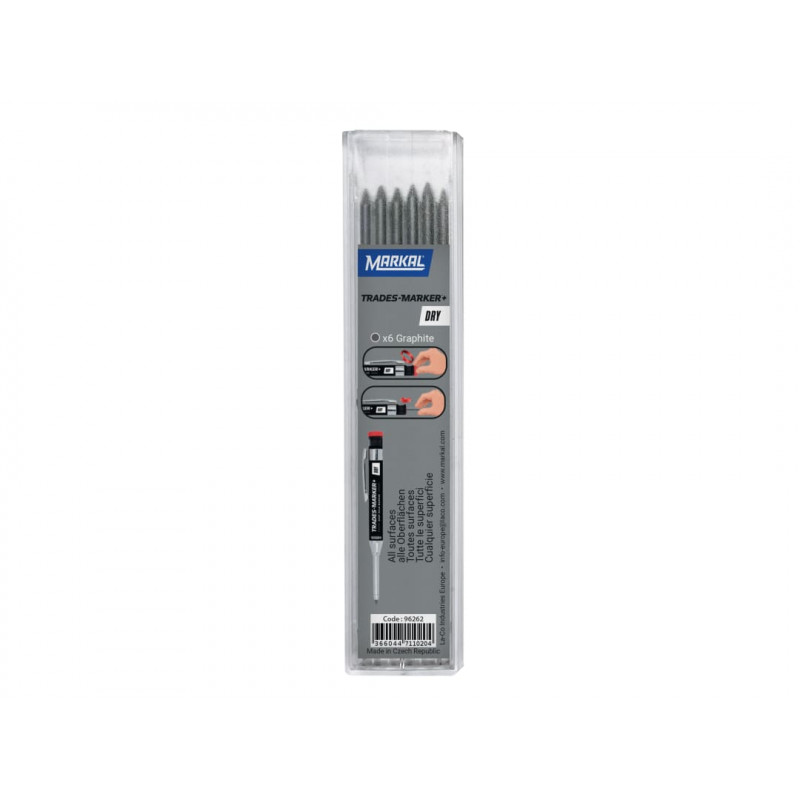 Markal MRK-96262 TRADES-MARKER® DRY Graphite Refills (Pack 6) Markal MRK-96262 TRADES-MARKER® DRY Graphite Refills (Pack 6)