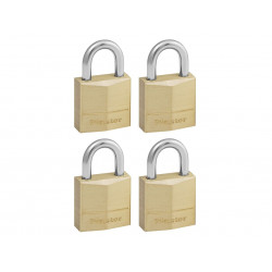 Master Lock 120EURQNOP Solid Brass 20mm Padlock 3-Pin - Keyed Alike x 4