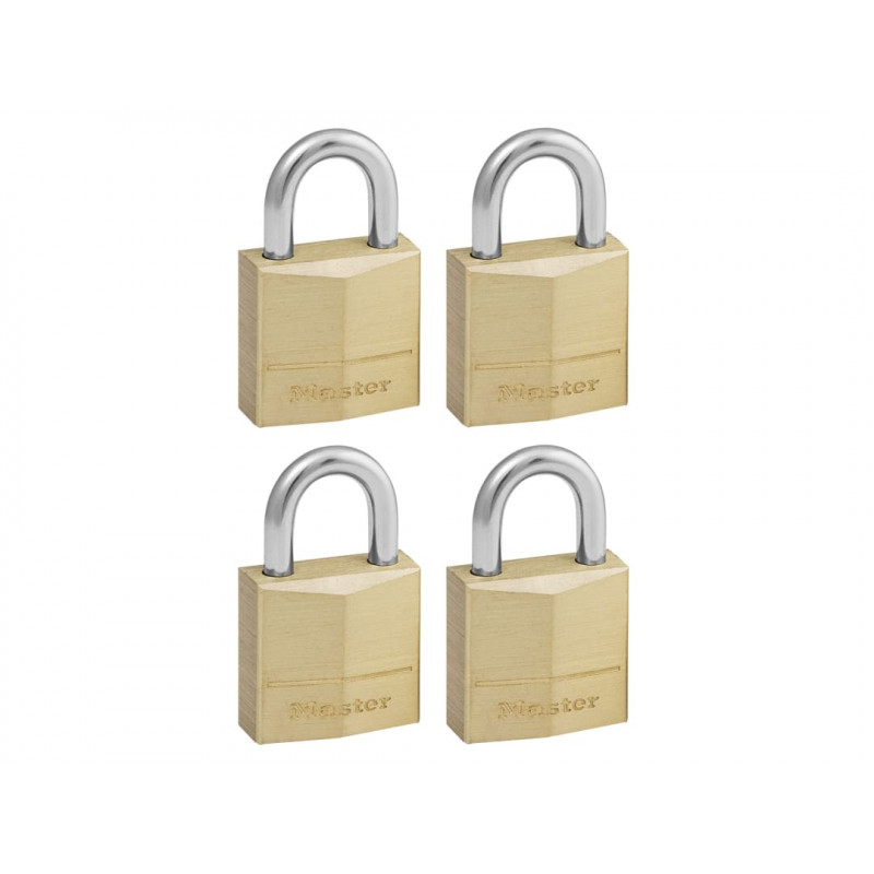 Master Lock 120EURQNOP Solid Brass 20mm Padlock 3-Pin - Keyed Alike x 4