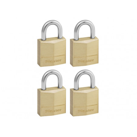 Master Lock 120EURQNOP Solid Brass 20mm Padlock 3-Pin - Keyed Alike x 4