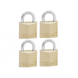 Master Lock 130EURQNOP Solid Brass 30mm Padlock 4-Pin - Keyed Alike x 4