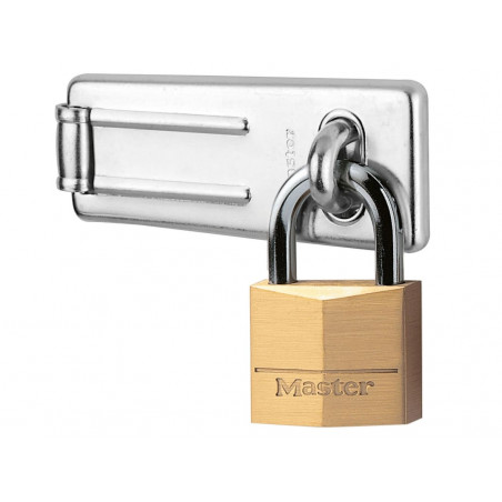 Master Lock 140703EURD Hasp 89mm + Solid Brass Padlock 40mm