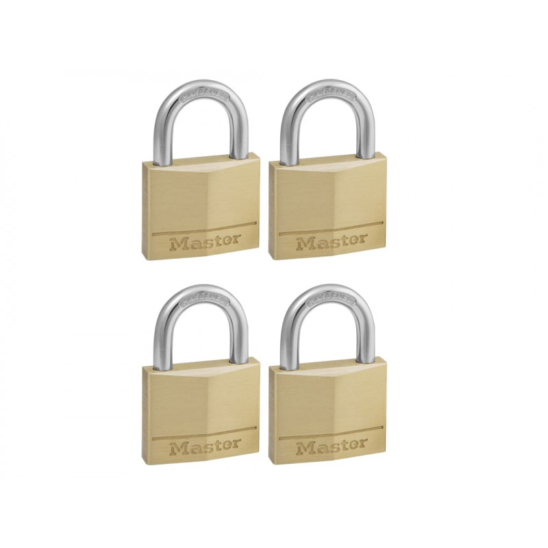 Master Lock 140EURQNOP Solid Brass 40mm Padlock 4-Pin - Keyed Alike x 4