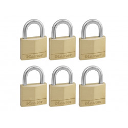 Master Lock 140EURSIX Solid Brass 40mm Padlock 4-Pin - Keyed Alike x 6
