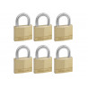 Master Lock 140EURSIX Solid Brass 40mm Padlock 4-Pin - Keyed Alike x 6