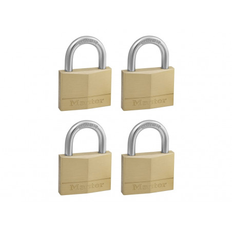 Master Lock 150EURQNOP Solid Brass 50mm Padlock 5-Pin - Keyed Alike x 4
