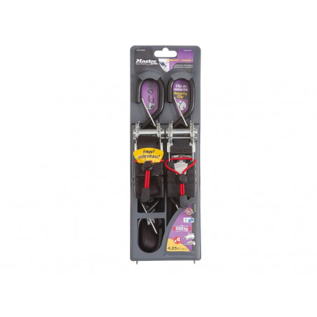 Master Lock 3066EURDAT Ratchet Tie-Down S-Hooks 4.25m 2 Piece