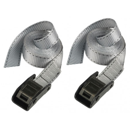 Master Lock 3110EURDAT Lashing Strap with Metal Buckle, Grey 2.5m 150kg (Pack 2)