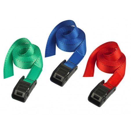 Master Lock 3110EURDATCOL Lashing Strap with Metal Buckle, Coloured 2.5m 150kg (Pack 2)