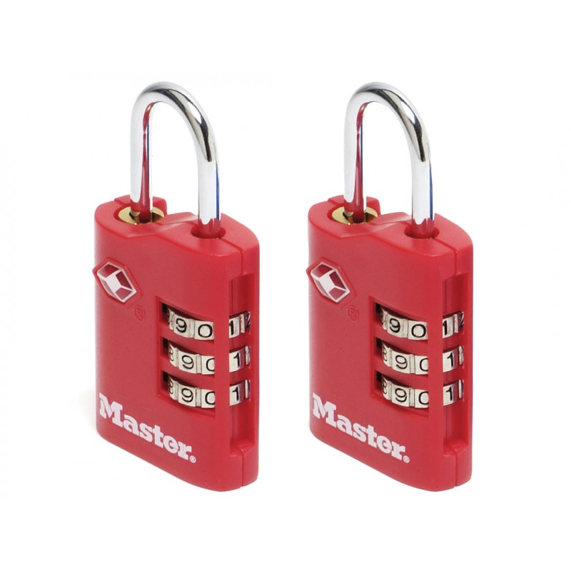 Master Lock 4686EURT TSA 3-Digit Combination Zinc 30mm Padlock x 2