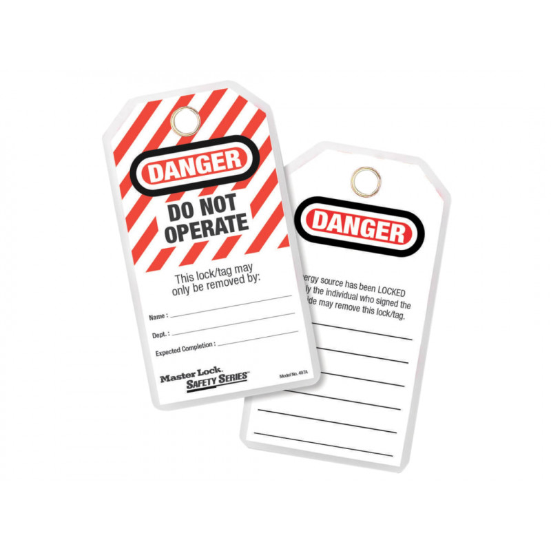 Master Lock 497A No. Heavy-Duty Safety Tags (12) - DANGER DO NOT OPERATE