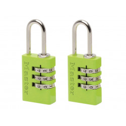Master Lock 7620EURTCOL Aluminium 3-Digit Combination 20mm Padlock Colour x 2