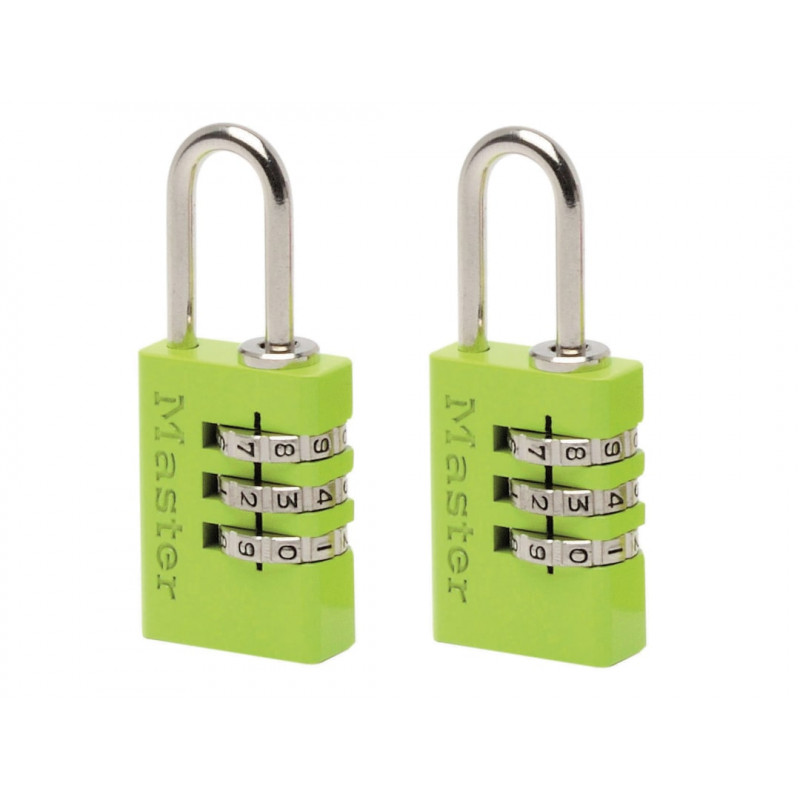 Master Lock 7620EURTCOL Aluminium 3-Digit Combination 20mm Padlock Colour x 2 Master Lock 7620EURTCOL Aluminium 3-Digit Combination 20mm Padlock Colour x 2