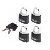 Master Lock 9120EURQBLKNOP Aluminium Black Vinyl Cover 20mm Padlock 3-Pin - Keyed Alike x 4